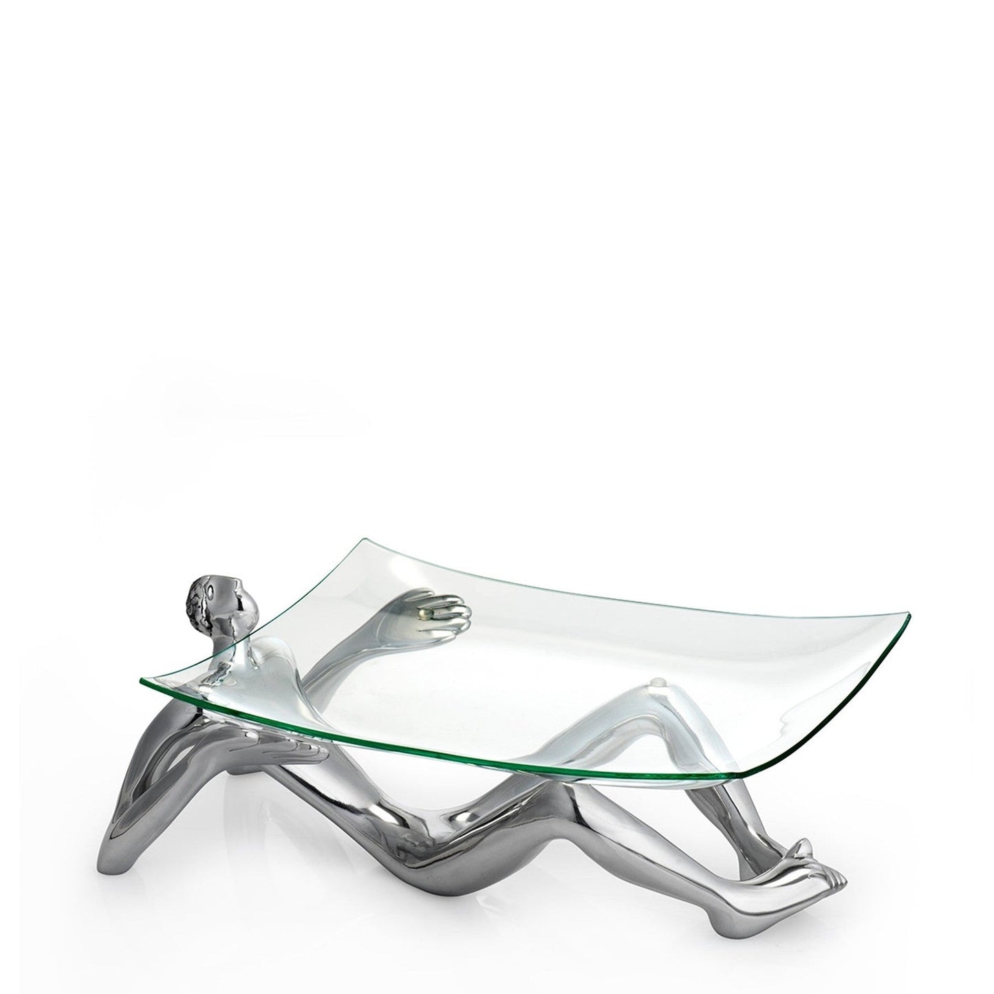 Carrol Boyes Glass Platter With Stand - Silver