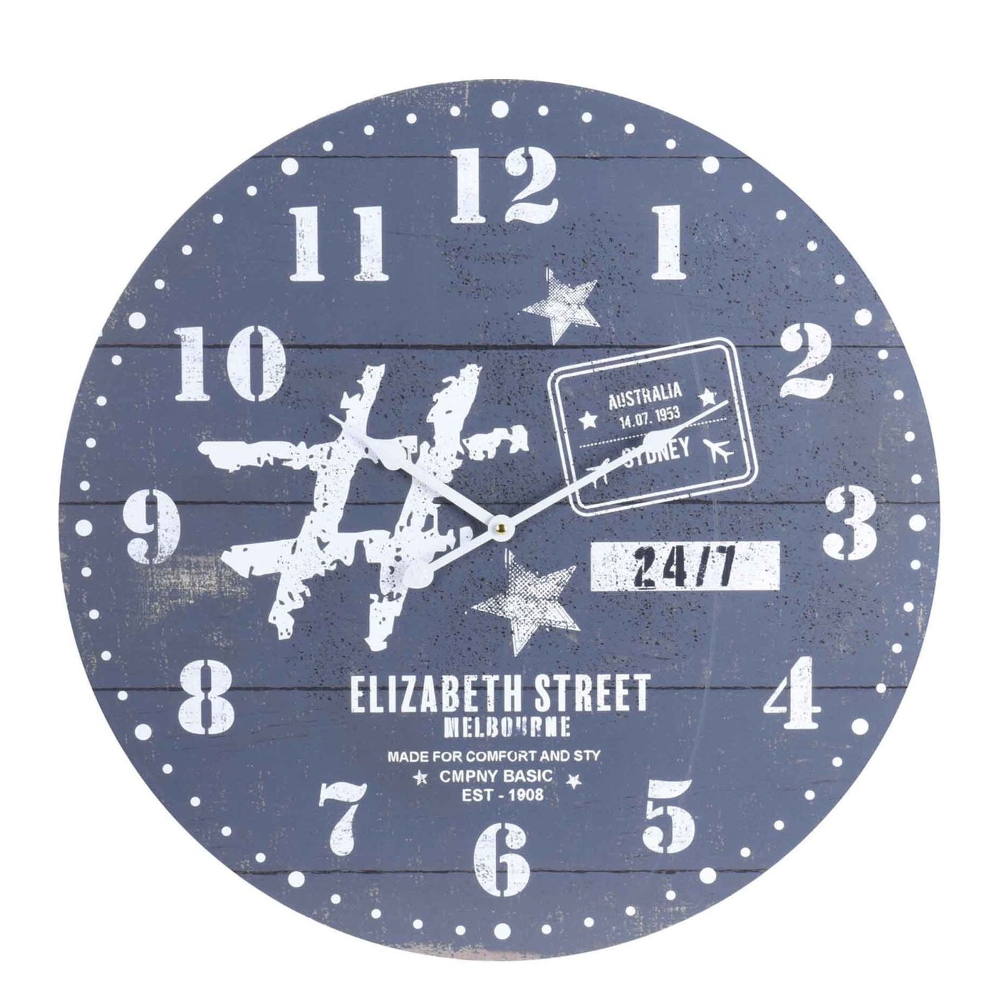Elizabeth Street Shabby Elegance 55CM Wall Clock - Blue