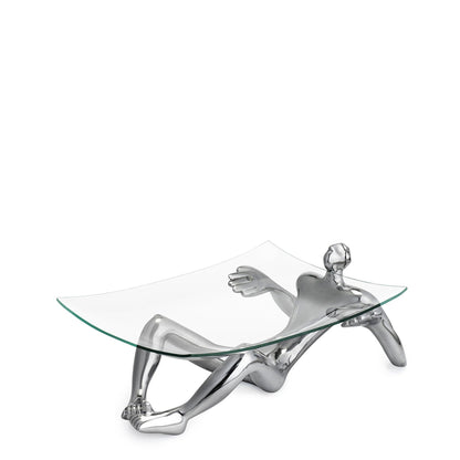 Carrol Boyes Glass Platter With Stand - Silver
