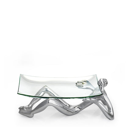Carrol Boyes Glass Platter With Stand - Silver