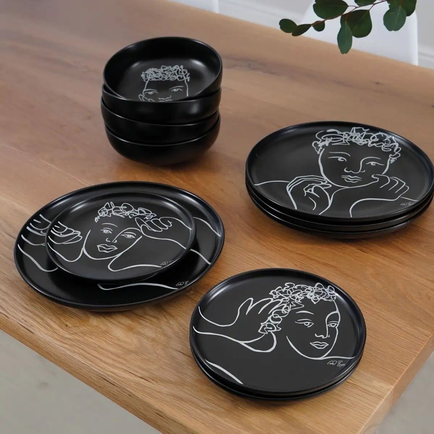 Carrol Boyes 4 Piece Sketchbook Dinner Plate Set Black