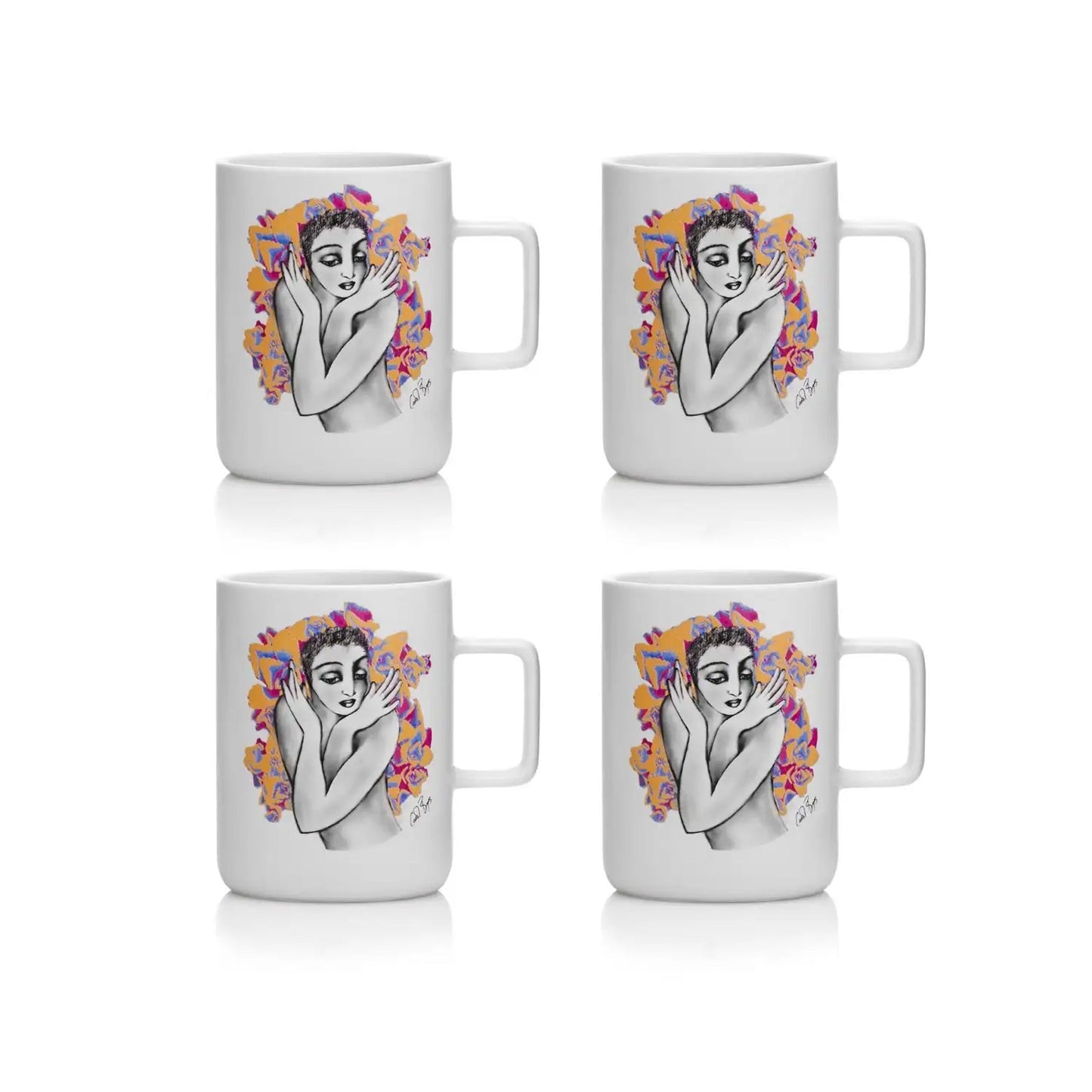 Carrol Boyes 4 Piece Pop Art Flutter Mug Set White