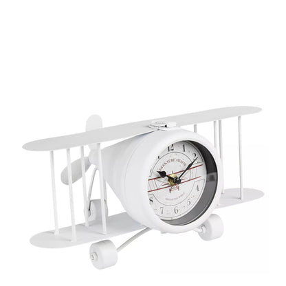 Urban Decor Retro Clock Airplane - White