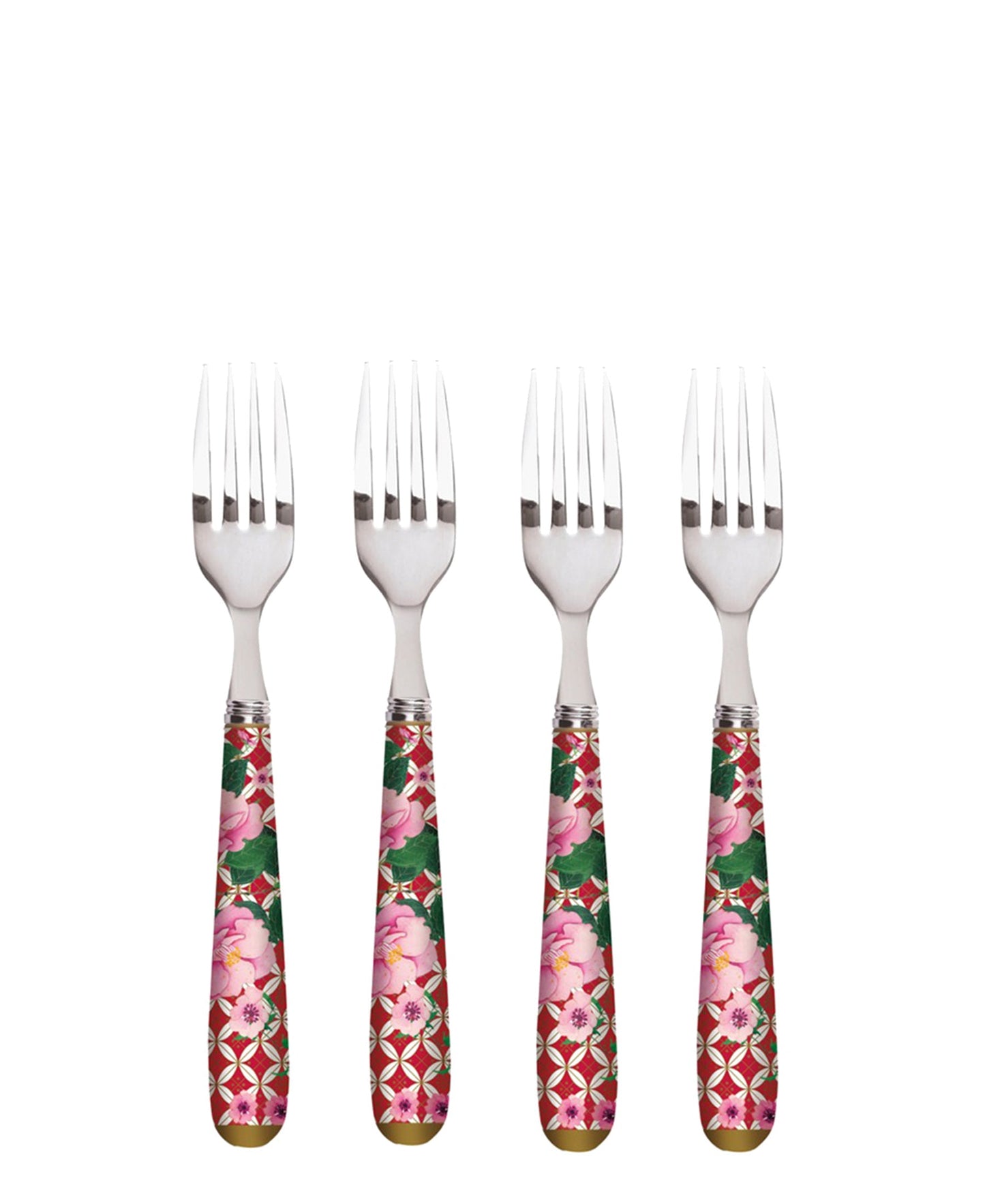 Maxwell & Williams Teas & C's Silk Road Cake Fork Set of 4 Cherry Red Gift Boxed