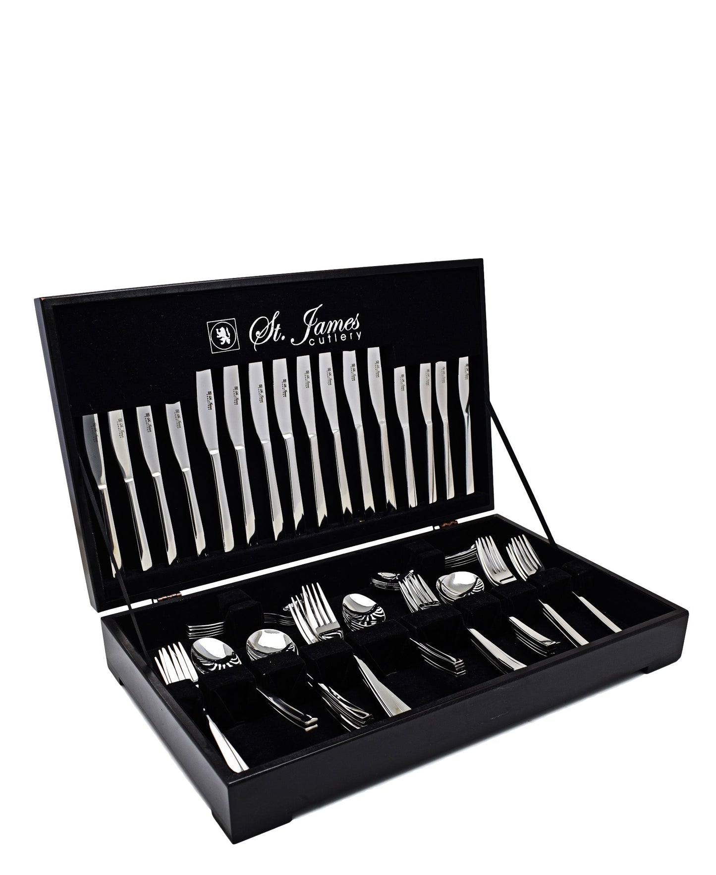 St James Cutlery Kensington In Wooden Canteen Set of 112 - Silver