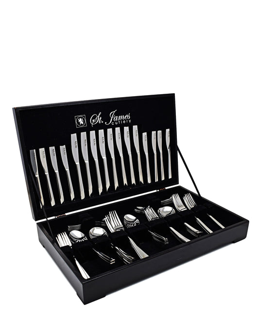St James Cutlery Kensington In Wooden Canteen Set of 112 - Silver