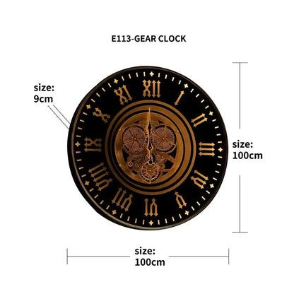Colorado Moving Gear Wall Clock Black & Gold With Light