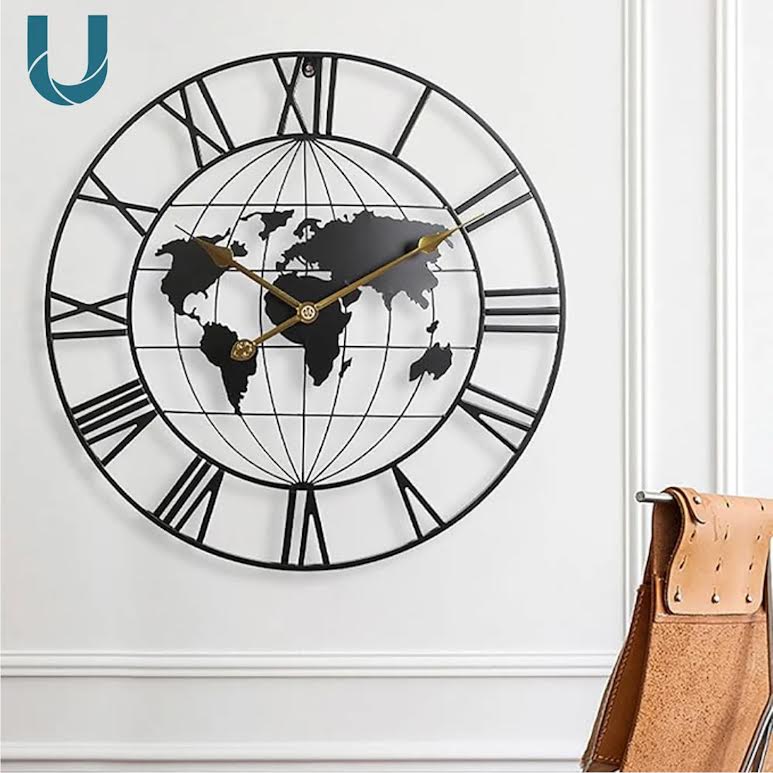 Minimalist Modern Round Silent Non Ticking Battery Operated Wall Clock Black